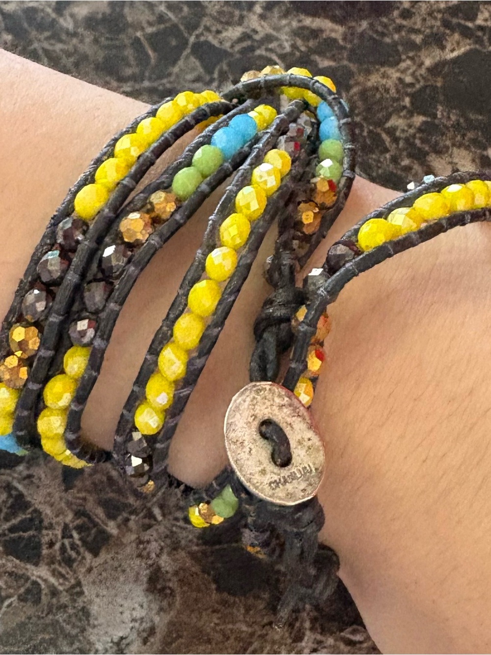 Chan Luu Yellow, Turquoise & Lime Multi-Strand Beaded Wrap Bracelet